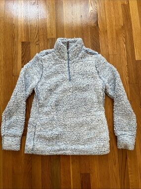 Cozy Sherpa Quarter-Zip Pullover - Light Blue